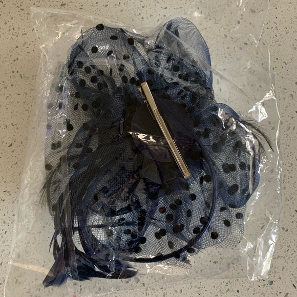 Elegant Navy Blue Fascinator - Picture 6 of 6